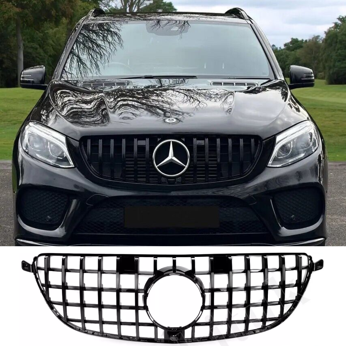 GT Panamericana Grille Gloss Black for Mercedes GLE63S GLE63 AMG C292 W166 (2015-2019)