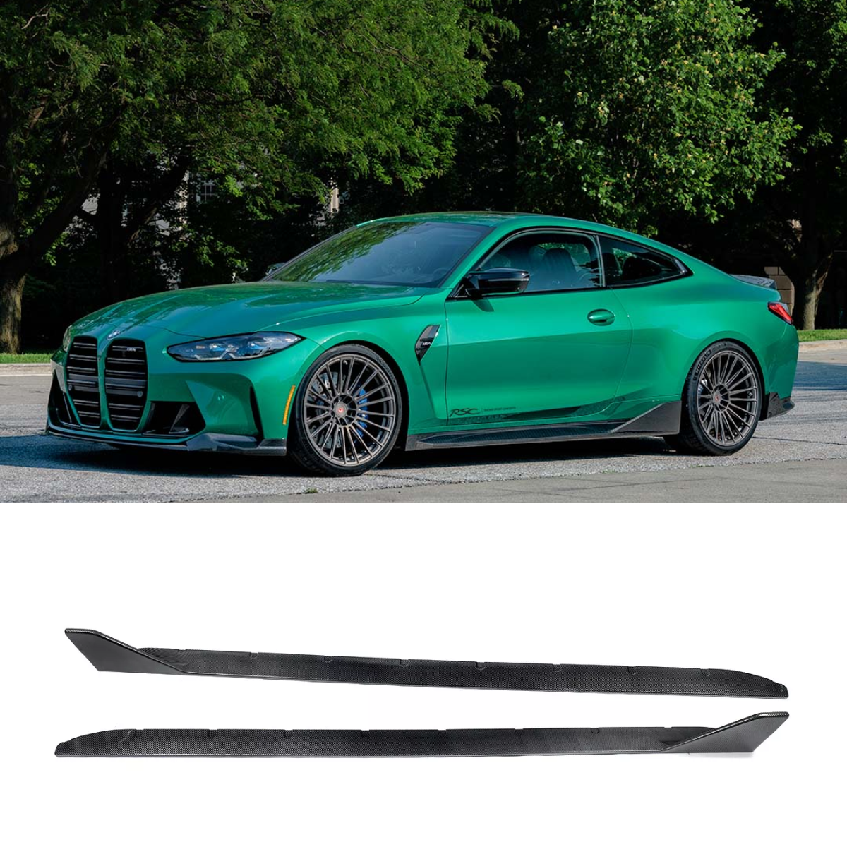 Gloss Carbon Effect Side Skirt Extension Lip Body Kit