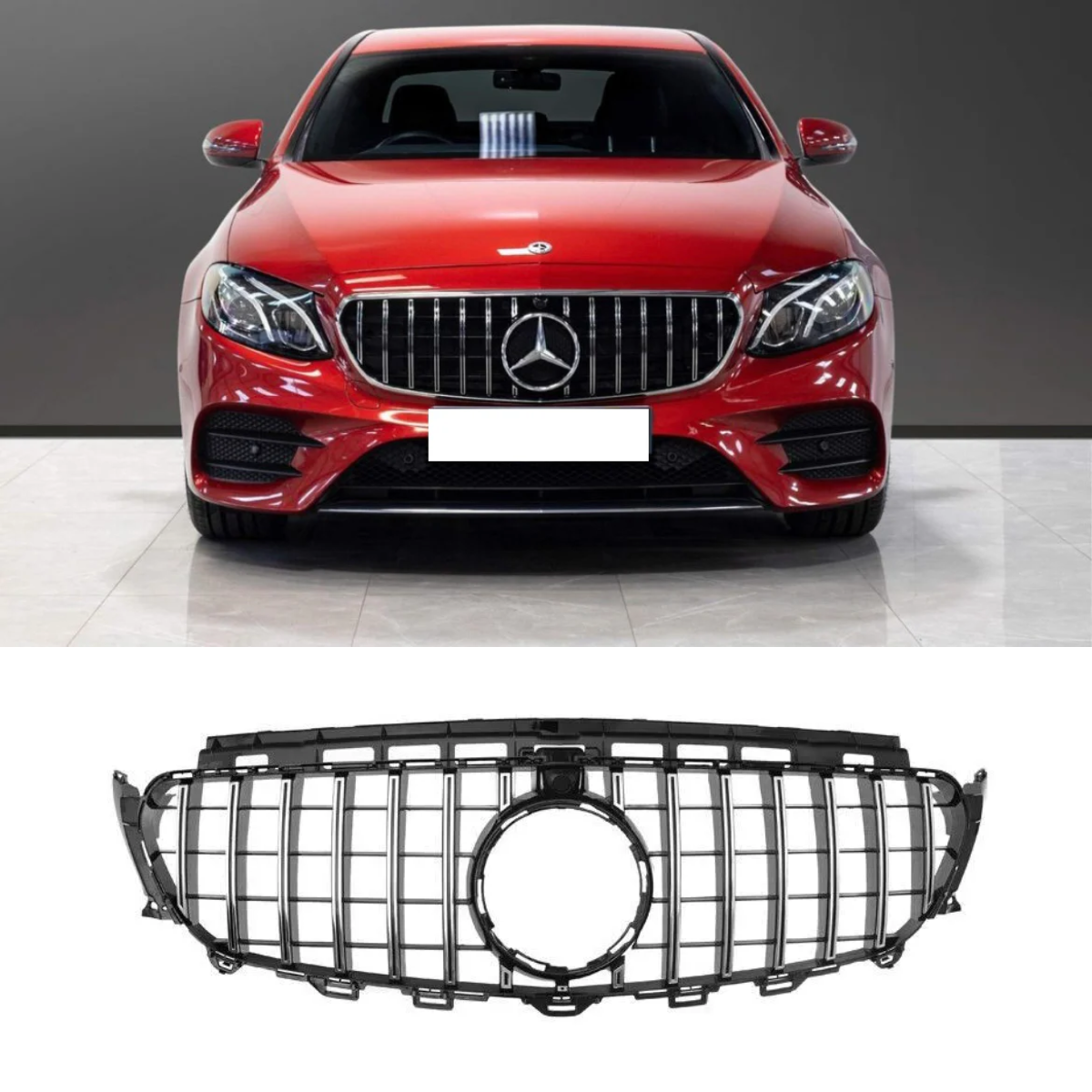 BLACK CHROME FRONT GRILLE GT PANAMERICANA STYLE FOR MERCEDES E-CLASS W213 16-20