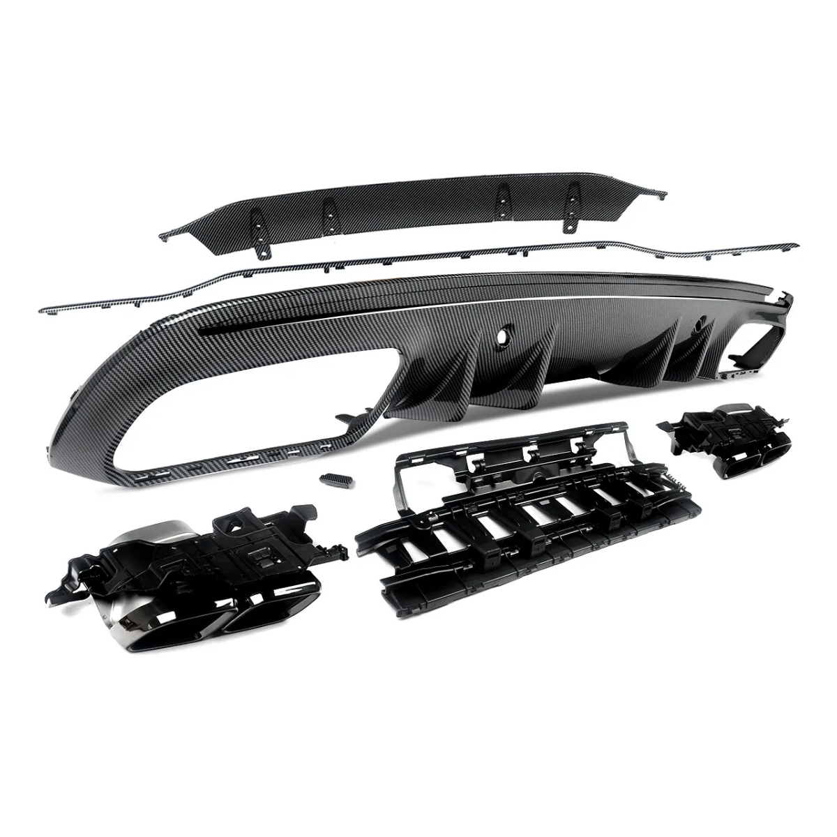 Facelift Style Rear Bumper Diffuser with Exhaust for Mercedes C-Class W205 (2015-2021)