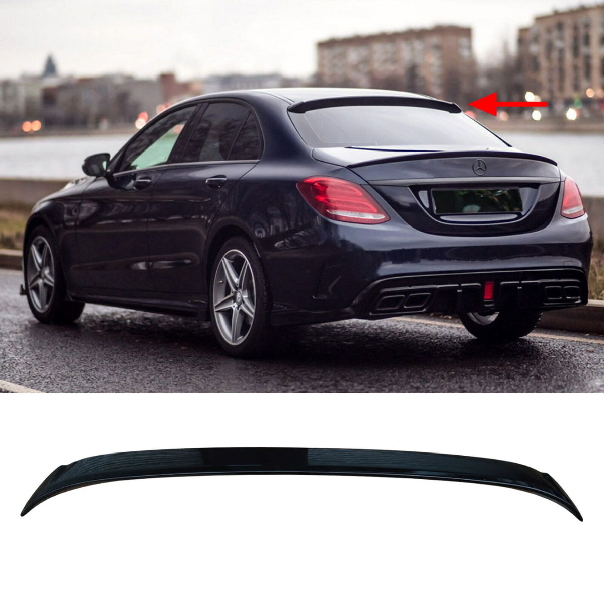 Gloss Black AMG Style Rear Roof Spoiler