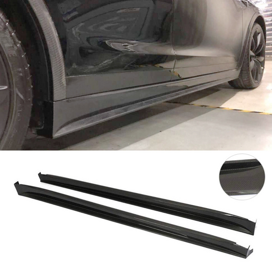 Real Carbon Fiber Side Skirt Extension Blades for Tesla Model X (2016+)