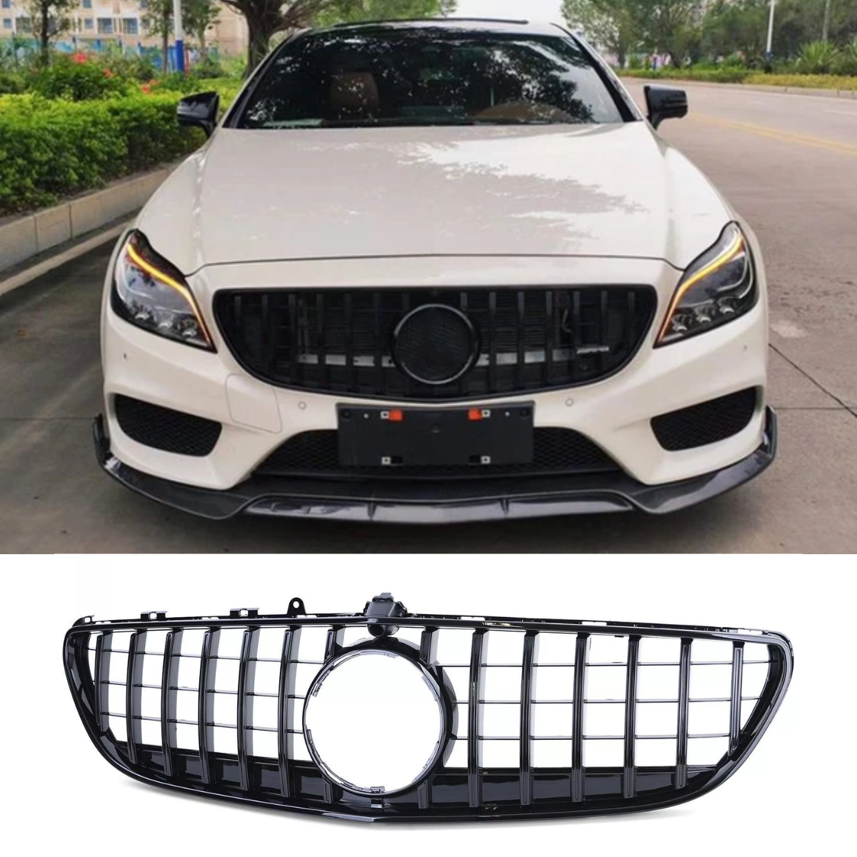 Gloss Black Front Bonnet Grill for Mercedes CLS C218 (2014-2018)