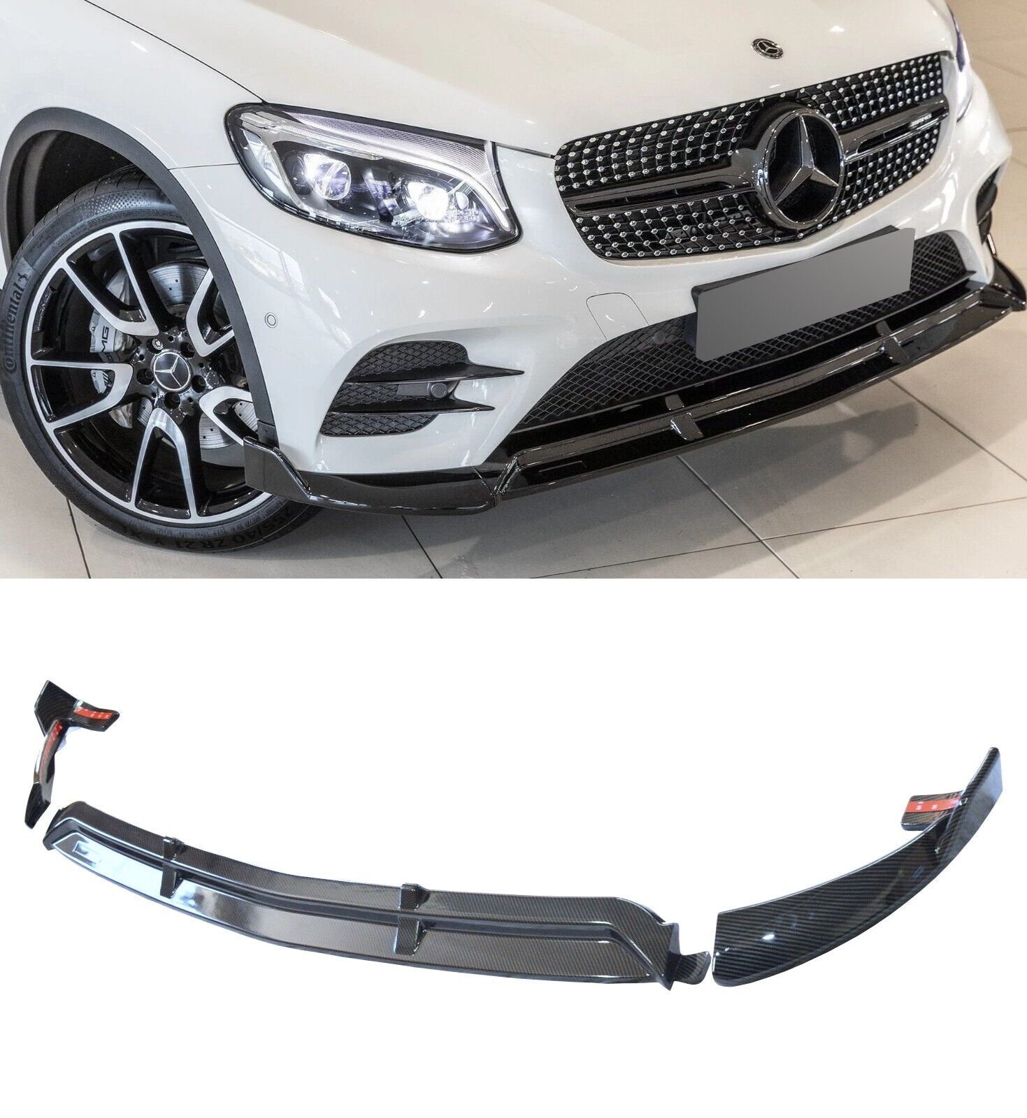 Gloss Carbon effect Front Lip Splitter for Mercedes GLC X253 SUV (2015-2019)