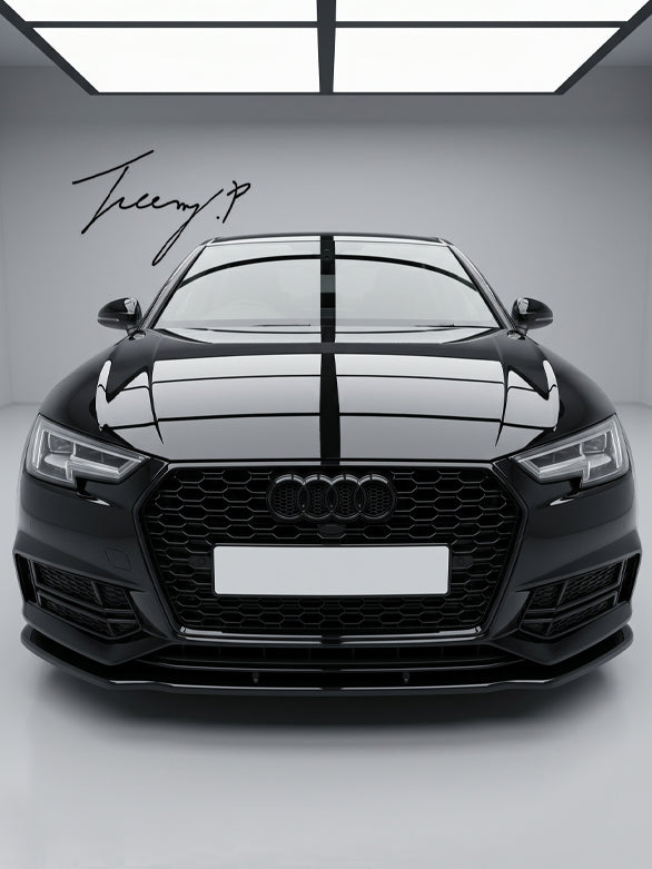 Audi S4 B9 front splitter lip riser style gloss black 2015–2019

