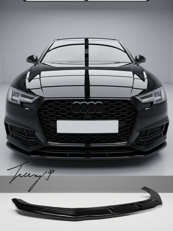 Audi S4 B9 front splitter lip riser style gloss black 2015–2019
