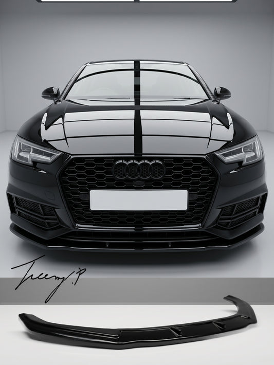 Audi S4 B9 front splitter lip riser style gloss black 2015–2019
