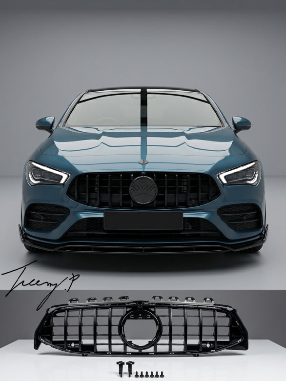 Mercedes CLA Class C118 gloss black GT Panamericana front grille bold aggressive front styling upgrade