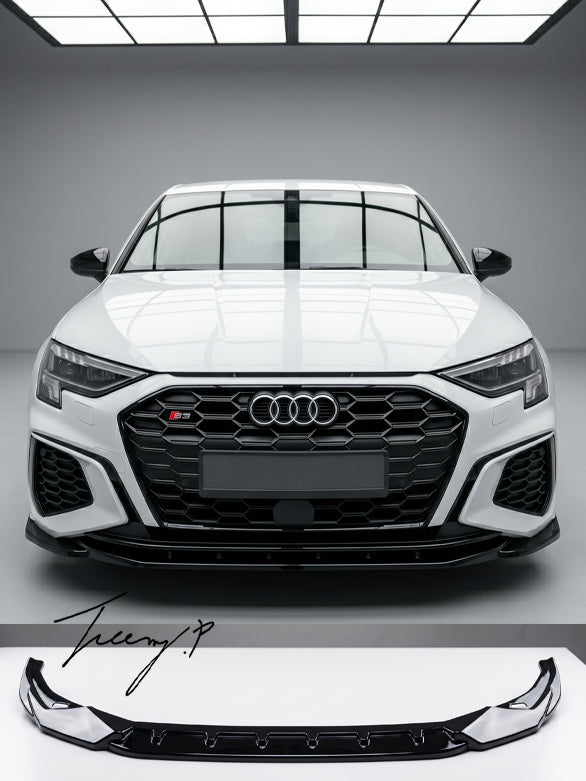 Audi S3 8Y front lip splitter spoiler gloss black body kit upgrade 2020+
