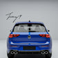 VW Golf MK8 GTI GTD GTE R-Line gloss black rear diffuser with big fin
