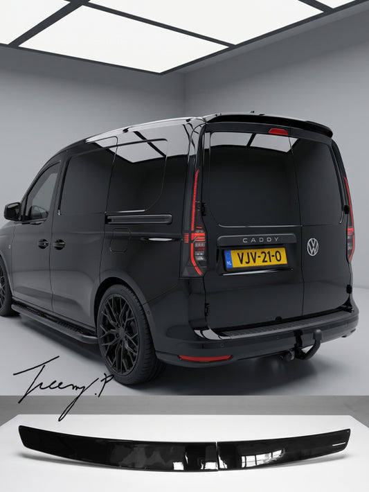 Gloss black rear spoiler for VW Caddy MK5 sporty aerodynamic styling upgrade
