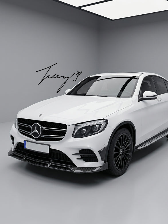 Mercedes GLC C253 Coupe gloss carbon front lip splitter sporty design upgrade for 2015 to 2019 model

