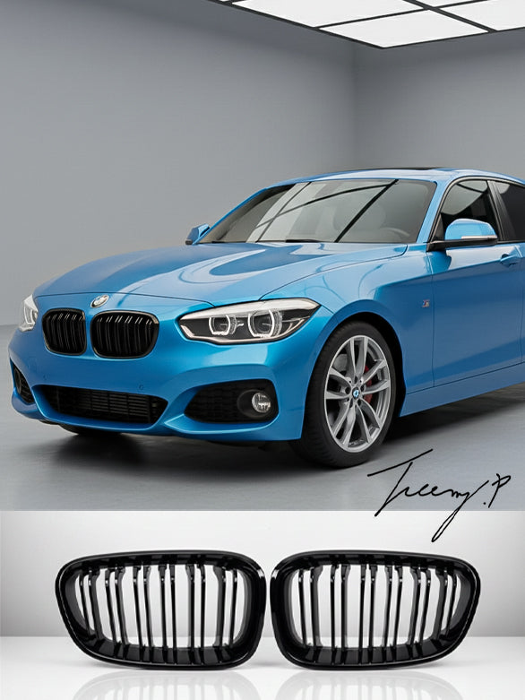 Gloss black front kidney grilles for BMW 1 Series F20 (2011–2014)