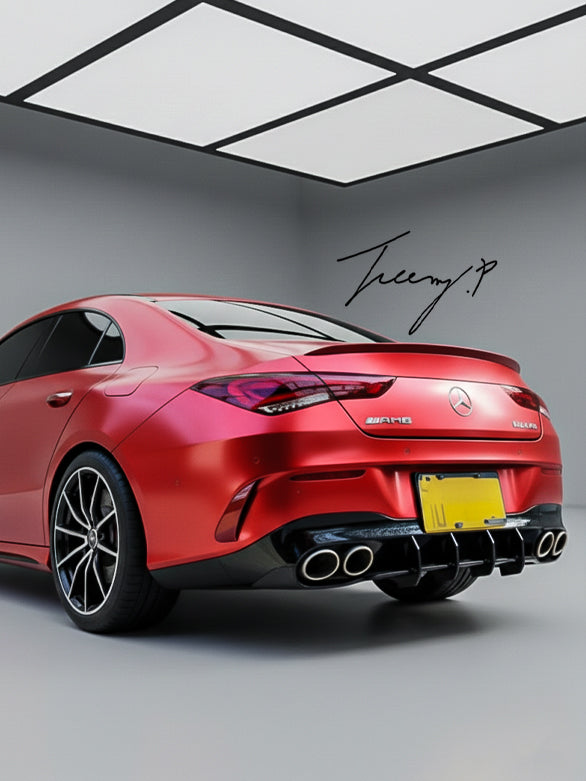 Mercedes W118 CLA35 CLA45S gloss black shark fin rear diffuser lip