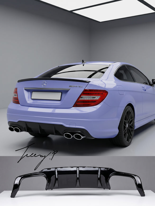Mercedes C Class W204 C204 C63 style AMG rear bumper diffuser splitter aggressive performance inspired rear upgrade