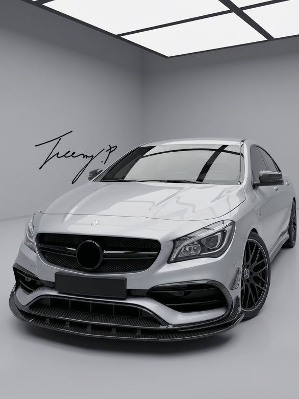 Mercedes CLA Class W117 C117 CLA45 AMG line carbon effect front lip splitter aggressive sporty front upgrade
