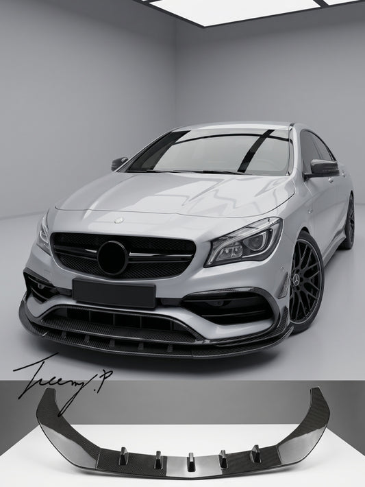Mercedes CLA Class W117 C117 CLA45 AMG line carbon effect front lip splitter aggressive sporty front upgrade
