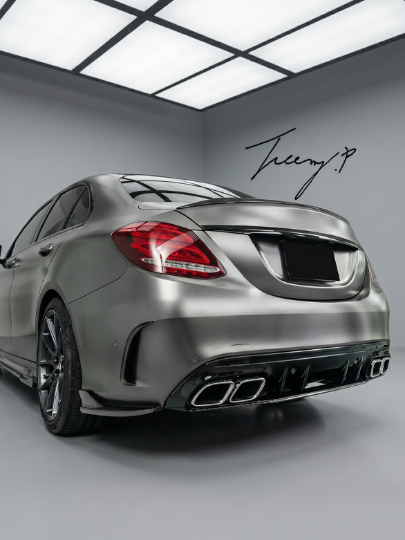 Mercedes C Class W205 AMG Line rear bumper diffuser with exhaust 2014 to 2021
