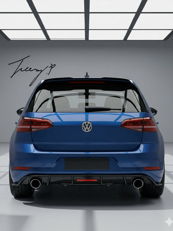 VW Golf MK7 GTI gloss black rear diffuser with LED lights sporty aggressive styling

