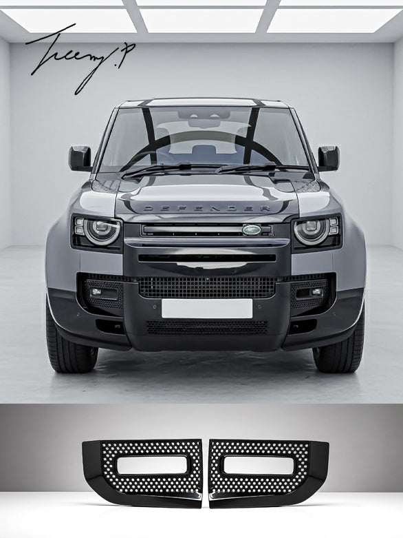 Gloss black fog light cover vent surrounds for Land Rover Defender L663 (2020+).
