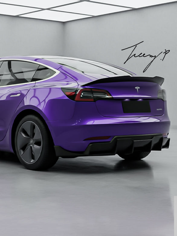 Tesla Model 3 gloss black PSM ducktail rear boot spoiler (2017–2022)