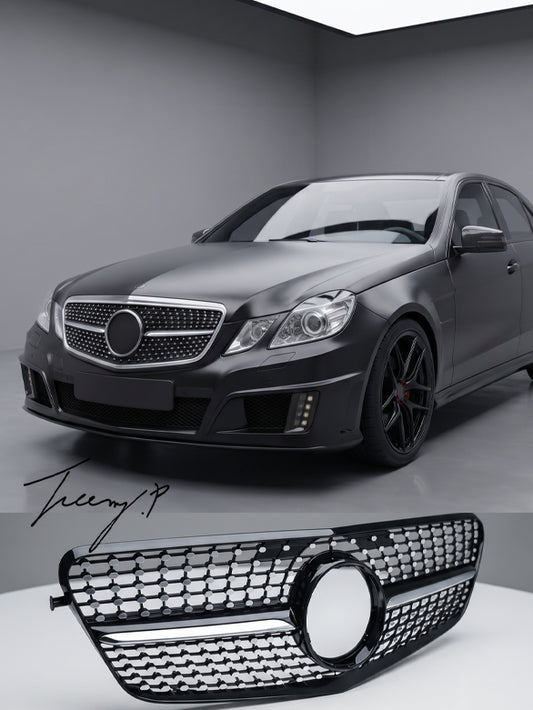 Mercedes-Benz E-Class W212 S212 2009-2013 front diamond style gloss black grille