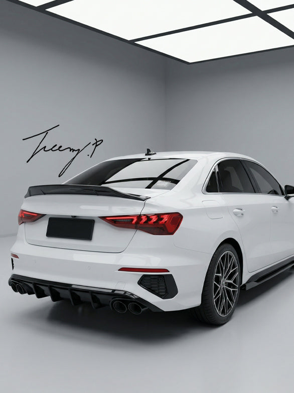 Audi A3 S3 8Y saloon gloss black rear diffuser lip valance 2020 plus
