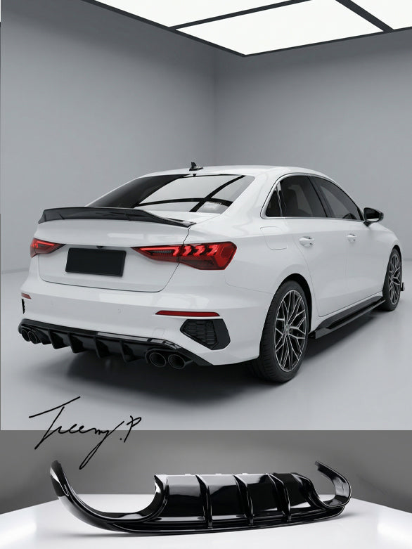 Audi A3 S3 8Y saloon gloss black rear diffuser lip valance 2020 plus
