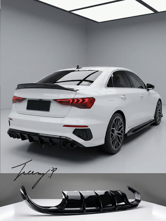 Audi A3 S3 8Y saloon gloss black rear diffuser lip valance 2020 plus
