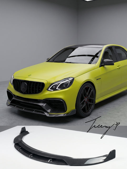 Carbon look E63 style front splitter lip for Mercedes W213 A238 C238 2017 to 2020

