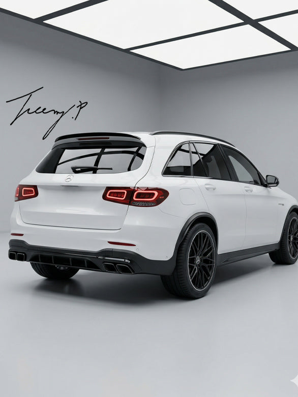 Mercedes Benz GLC X253 matte black rear diffuser with black tips GLC63 style sporty aggressive upgrade
