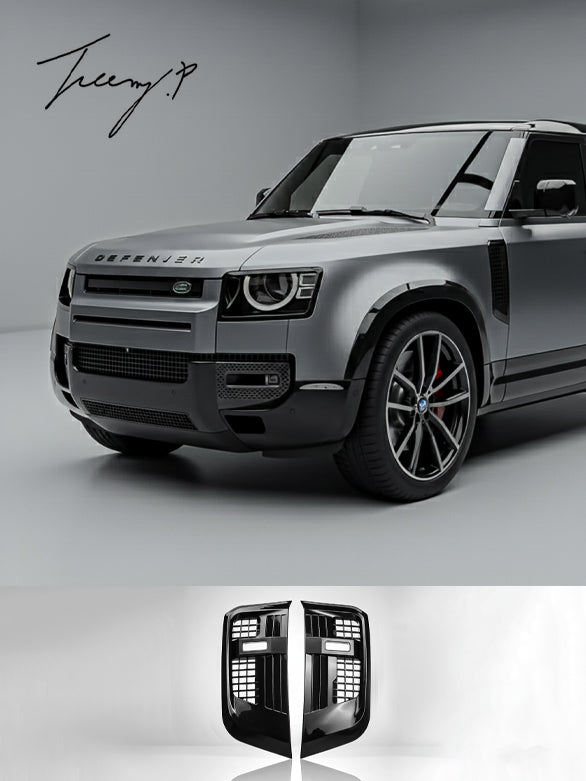 Gloss black wing side air vent grilles for Land Rover Defender 90/110 L663 (2020+).