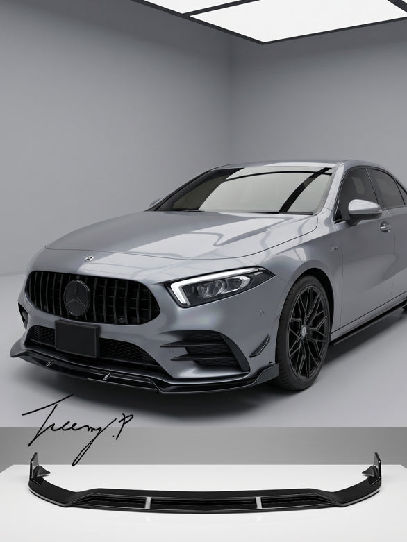 Mercedes A Class A35 A45 AMG Line B style front splitter spoiler 2018 and newer