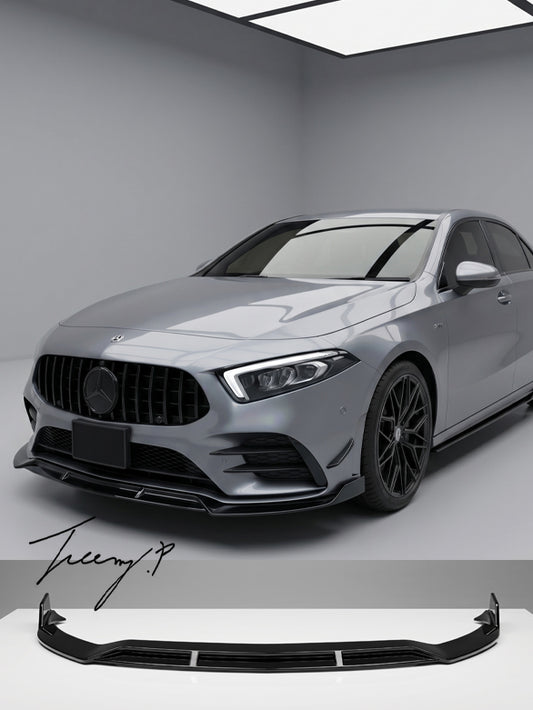 Mercedes A Class A35 A45 AMG Line B style front splitter spoiler 2018 and newer