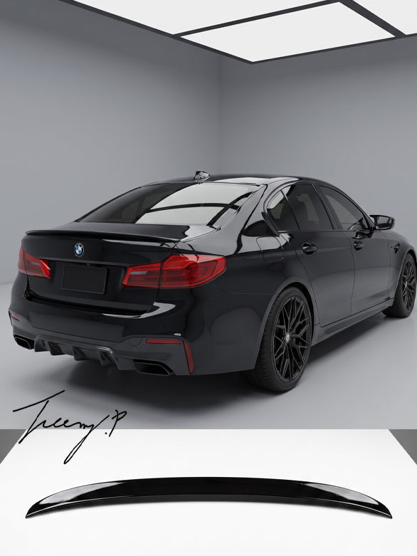 BMW 5 Series G30 gloss black rear boot spoiler lip
