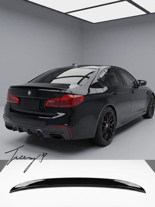 BMW 5 Series G30 gloss black rear boot spoiler lip
