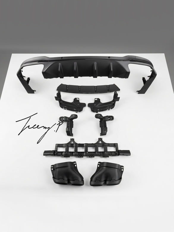 Mercedes Benz GLC X253 matte black rear diffuser with black tips GLC63 style sporty aggressive upgrade
