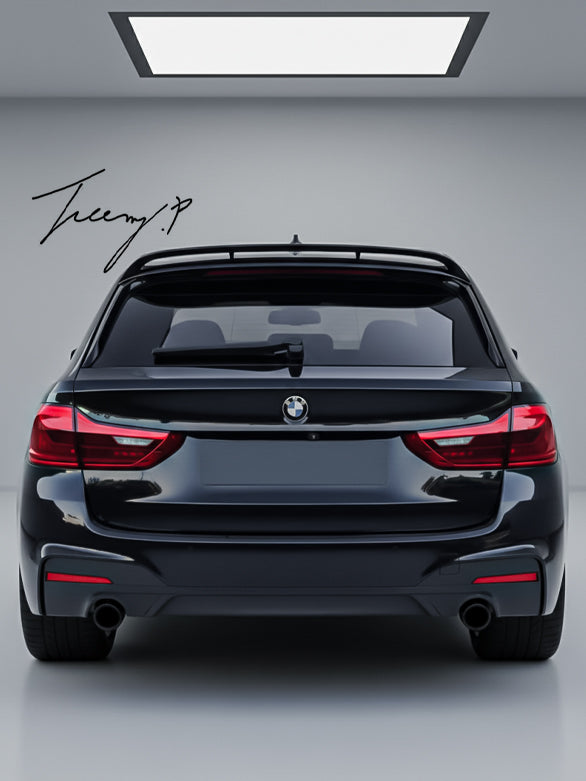 Gloss black rear roof spoiler lip for BMW 5 Series G31 Touring (2017–2023).