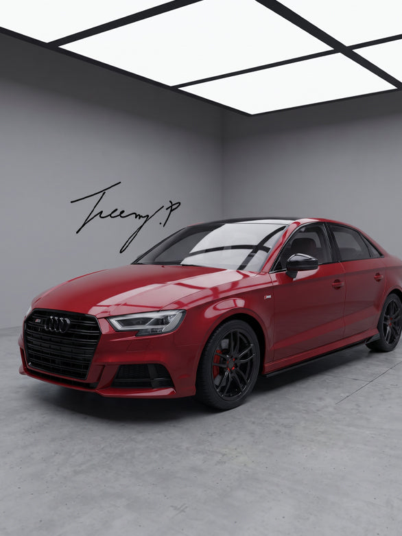 Audi A3 S3 8V 2013-2020 S-Line gloss black side skirt extensions