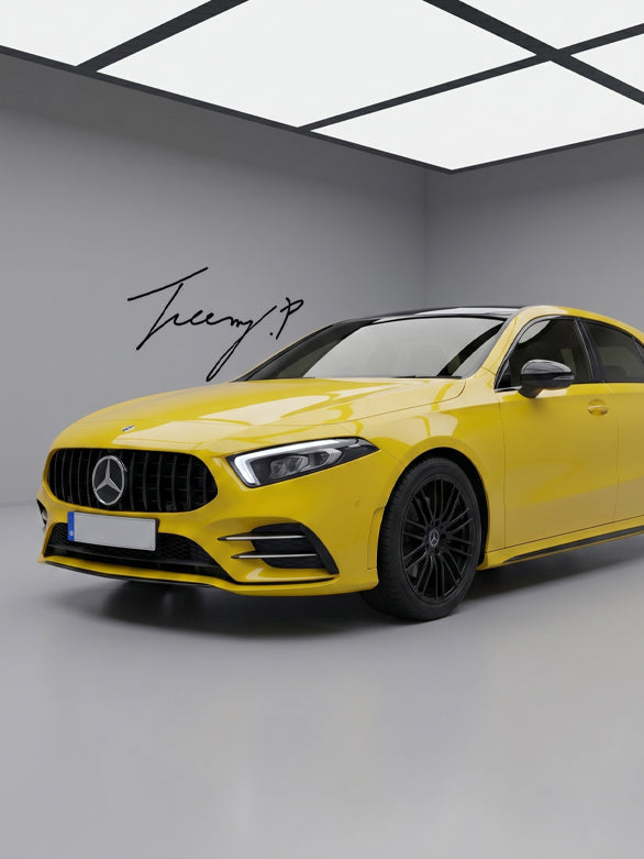 Mercedes A Class W177 gloss black GT style front grille bodykit spoiler 2018 to 2023
