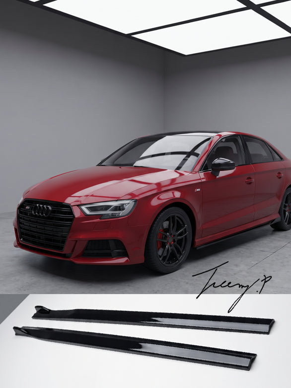 Audi A3 S3 8V 2013-2020 S-Line gloss black side skirt extensions