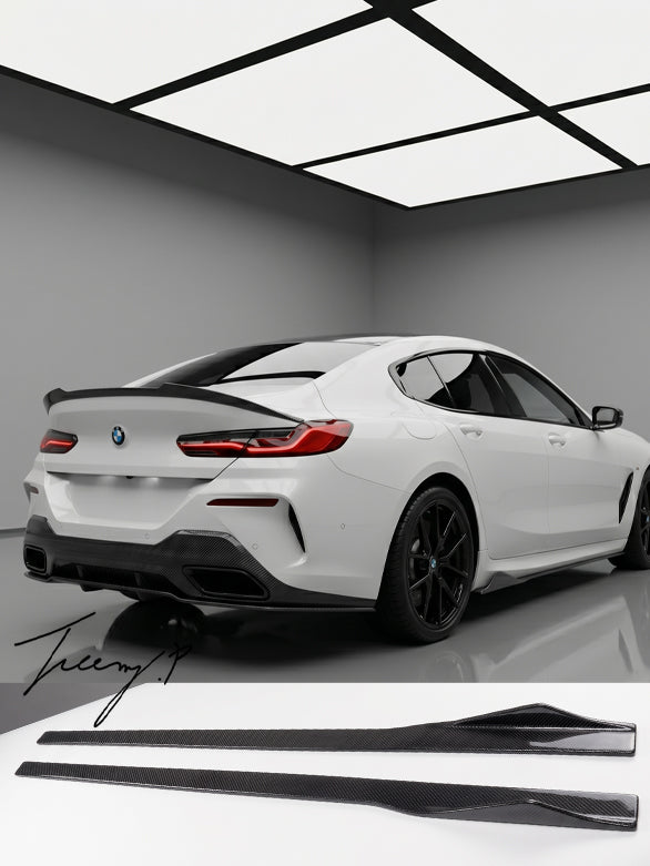 BMW 8 Series G16 Gran Coupe gloss carbon effect side skirt extension lip sporty aerodynamic styling
