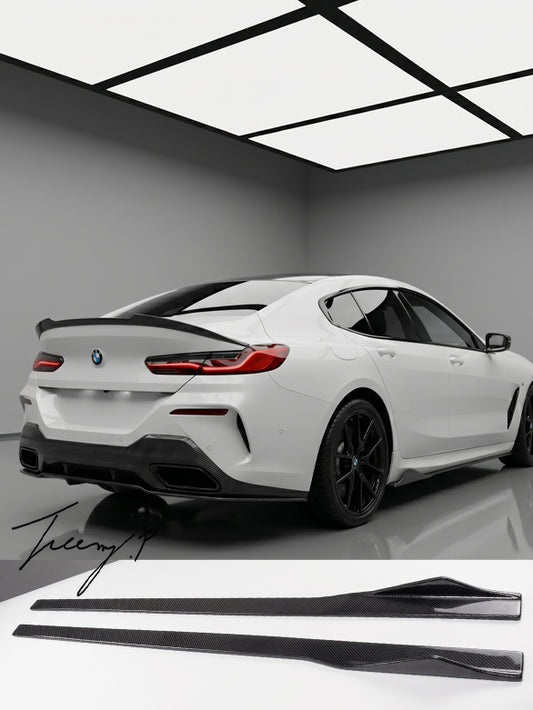 BMW 8 Series G16 Gran Coupe gloss carbon effect side skirt extension lip sporty aerodynamic styling
