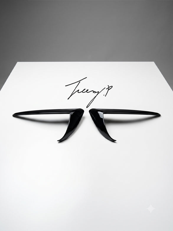 Tesla Model 3 gloss black aero style front fog light trim
