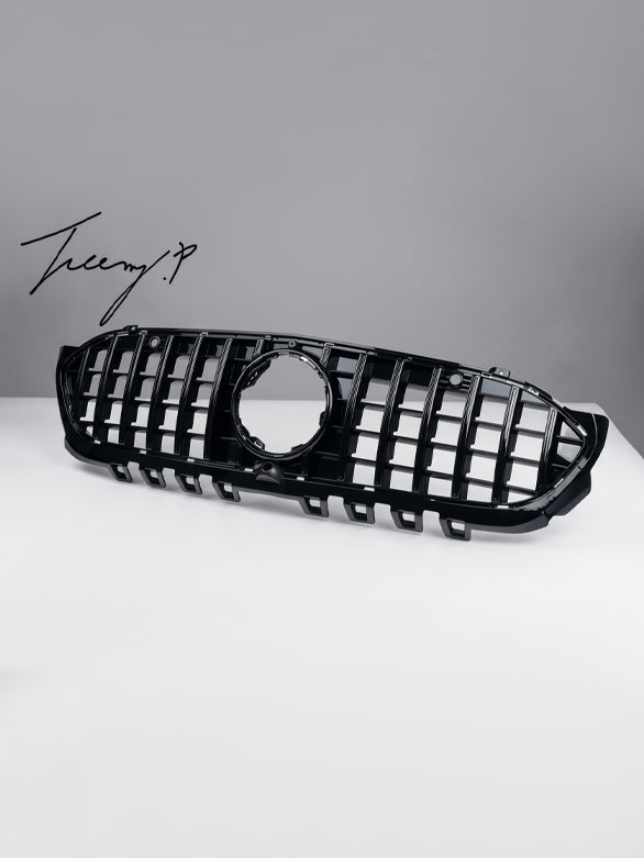 Mercedes A Class W177 gloss black GT style front grille bodykit spoiler 2018 to 2023
