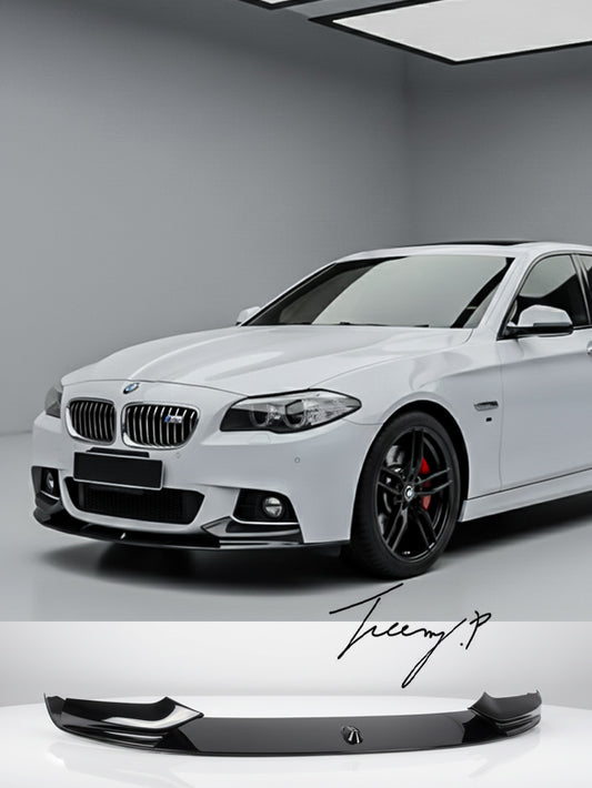 Gloss black front splitter spoiler lip for BMW 5 Series F10 (2010–2017).