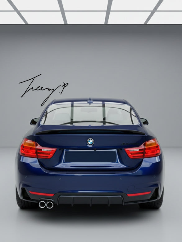 Gloss black MP-style rear bumper diffuser for BMW 4 Series (F32/F33/F36, 2014–2020).