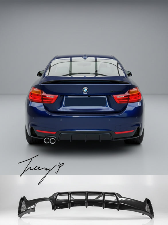 Gloss black MP-style rear bumper diffuser for BMW 4 Series (F32/F33/F36, 2014–2020).