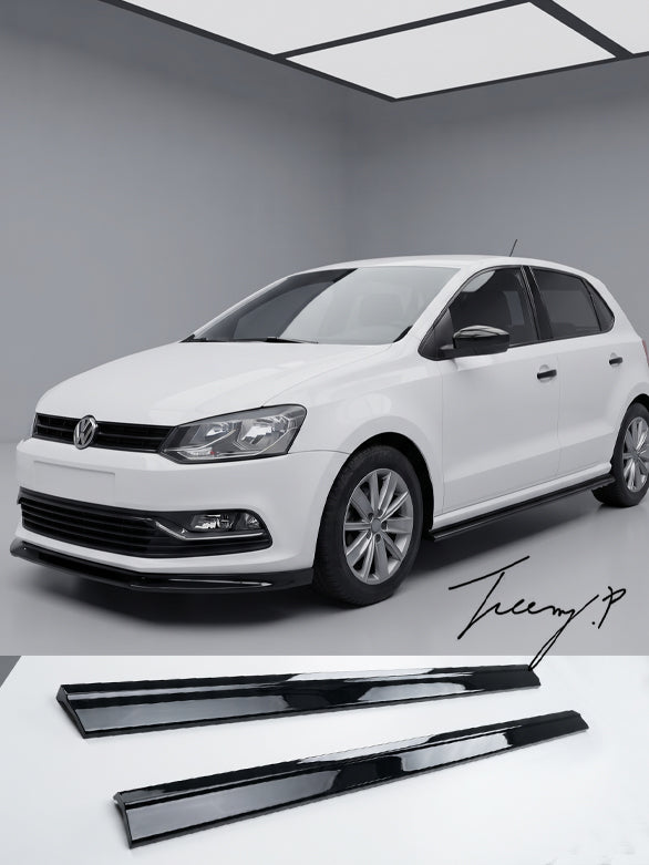 Volkswagen Polo Mk5 6R 6C 2009-2017 gloss black side skirt splitter lips