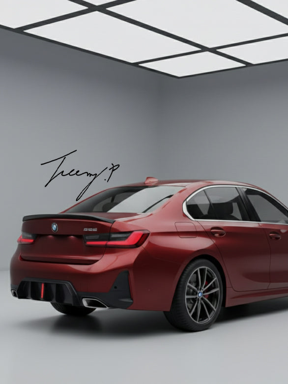 Rear valance diffuser Style 1 splitter with lamp for BMW 3 Series G20 (2023+).
